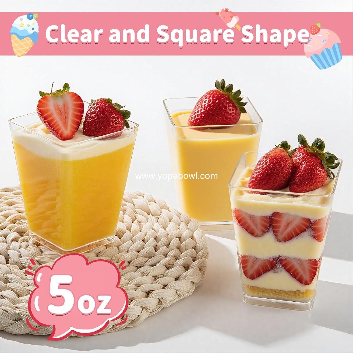 Wholesale 5 oz Clear Plastic Dessert Cups with Lids Spoons for Yogurt Parfait Appetizers Parties Mini Shooters Pudding Fruit Trifle Ice Cream Factory