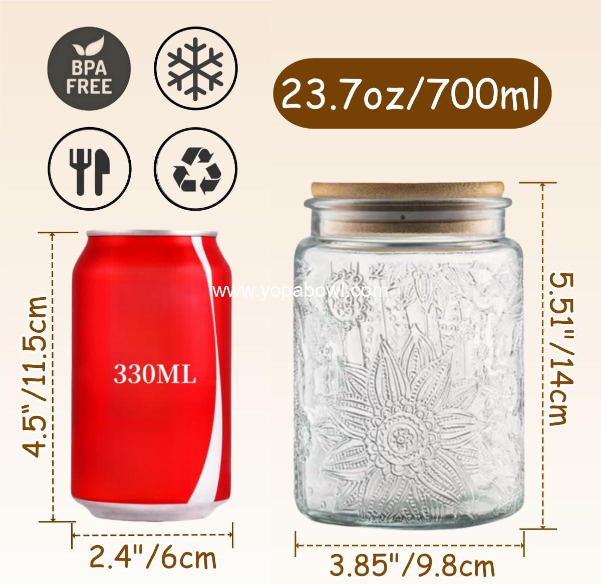 OEM Vintage Glass Jar with Airtight Lid 23.7oz Storage Canister for Kitchen Counter Pantry Decorative Container for Coffee Tea Sugar Candy Factory
