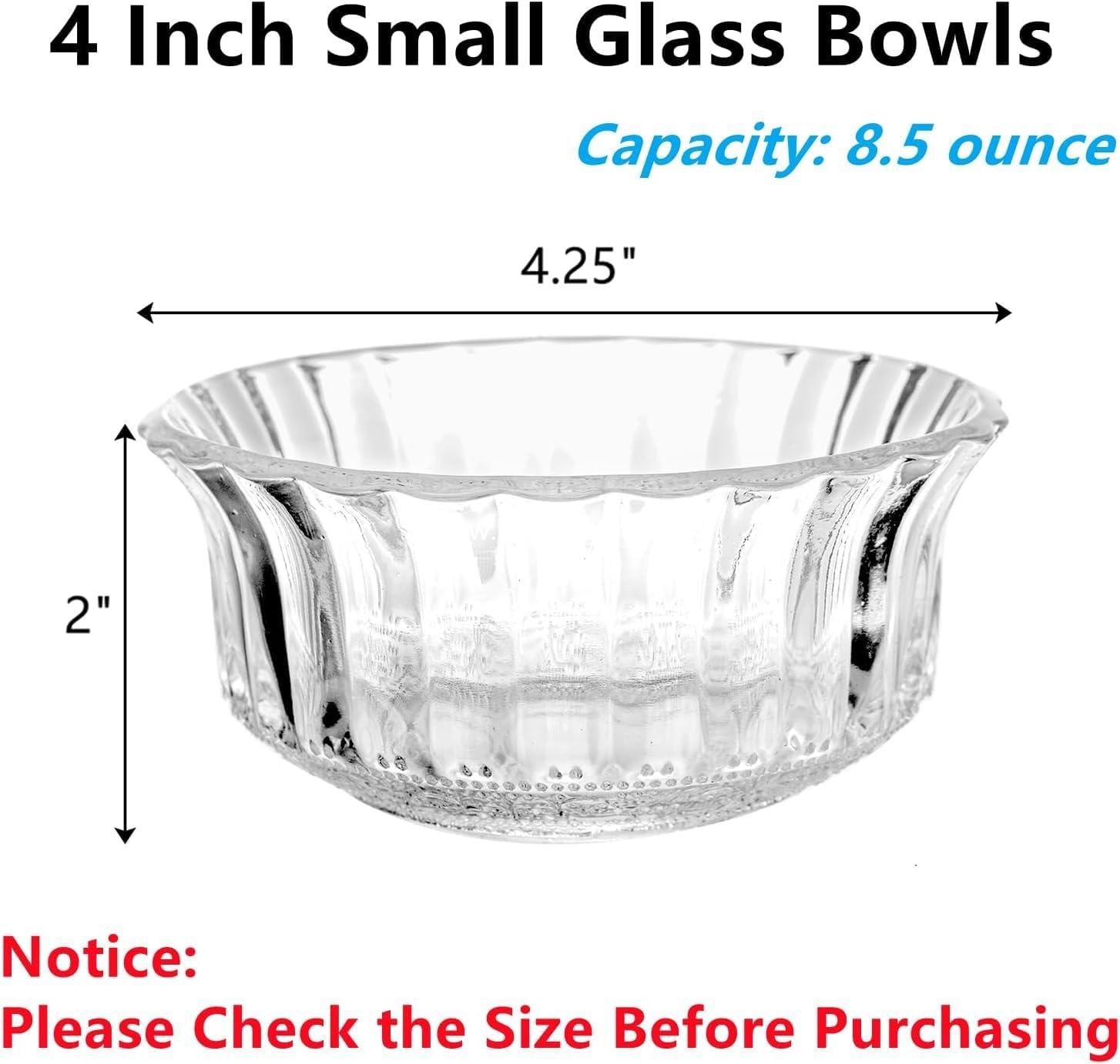 Wholesale 16 Pack 4 Inch 8.5 Oz Small Glass Prep Bowls for Kitchen Dessert Dips Candy Nuts Snacks - Dishwasher Safe Factory