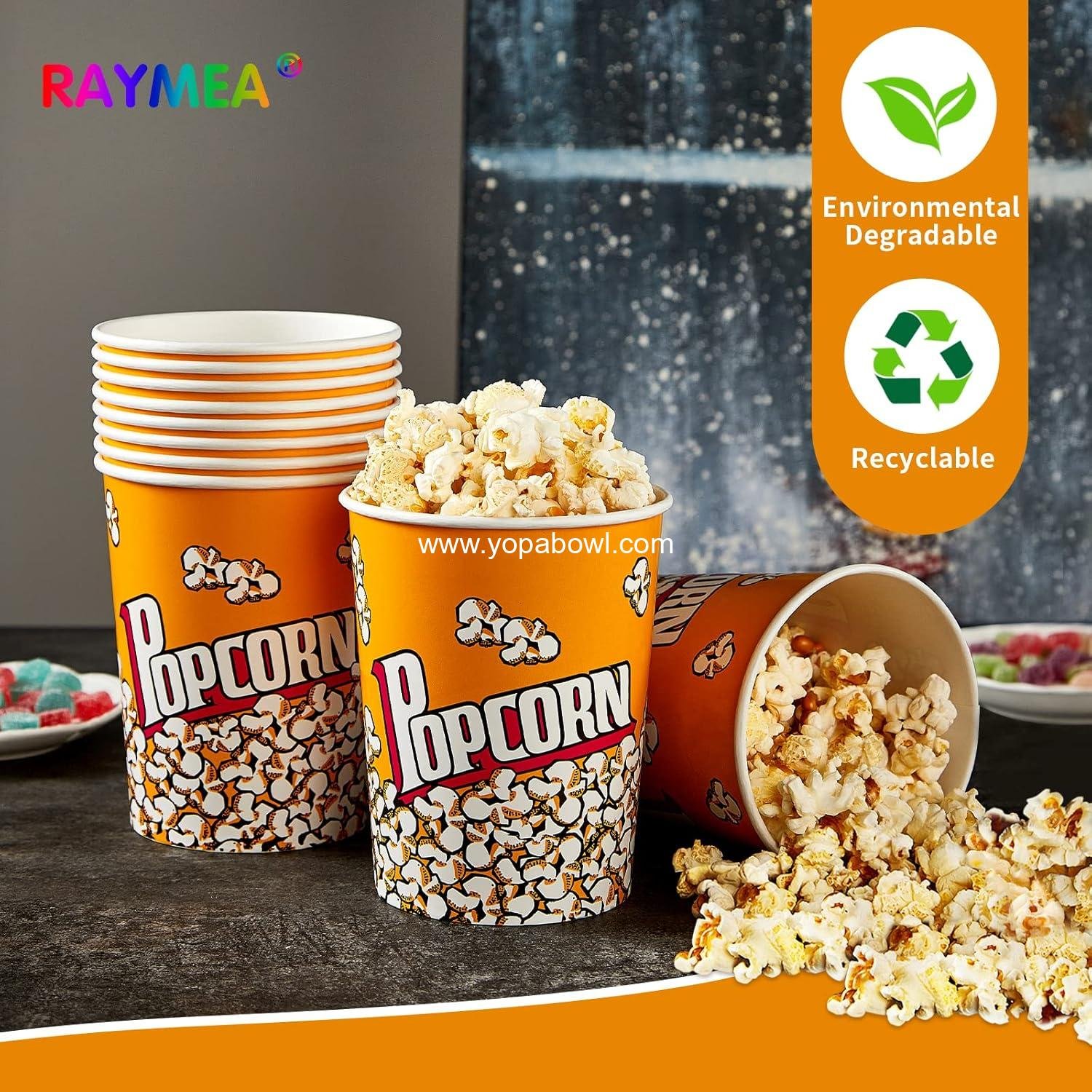 Wholesale Disposable 32oz Retro Style Leak Proof Paper Popcorn Buckets for Family Movie Nights and Parties 10 Pack Factory Wholesale Disposable 32oz Retro Style Leak Proof Paper Popcorn Buckets for Family Movie Nights and Parties 10 Pack Factory