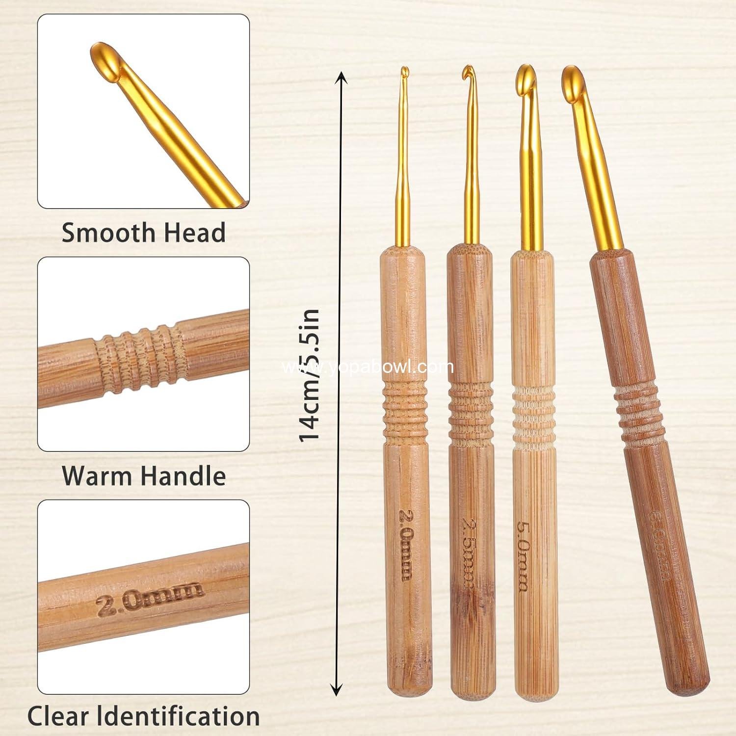 Wholesale Large Oval Wooden Yarn Bowl with 9 Crochet Hooks for Knitting Crocheting Storage Holder (11.2x5.7x4.5 Inch) Factory