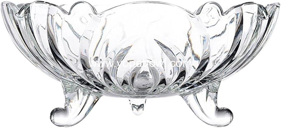 OEM Tripod Glass Fruit Plate Trifle Bowl Crystal Candy Dish Pasta Prep Serving Bowl Transparent Salad Tray Home Decor Factory