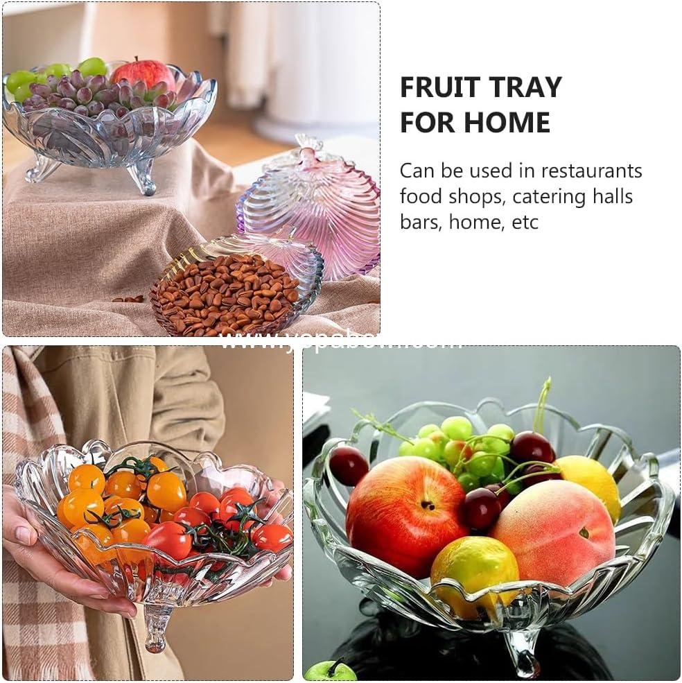 OEM Tripod Glass Fruit Plate Trifle Bowl Crystal Candy Dish Pasta Prep Serving Bowl Transparent Salad Tray Home Decor Factory