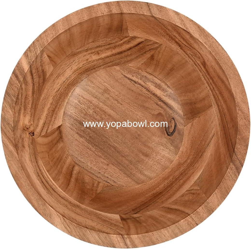 OEM Acacia Wood Salad Bowl Ideal for Salads Vegetables Decorative Kitchen Centerpiece 9 x 9 x 4 Inches Factory