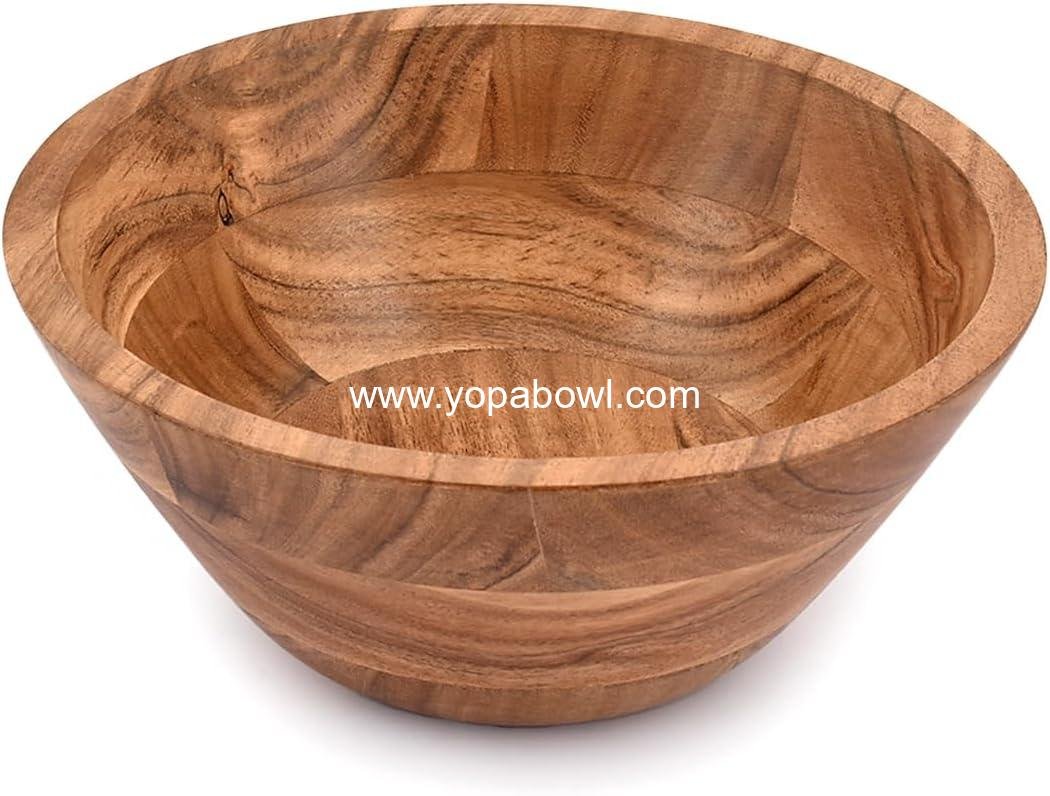Samhita Acacia Wood Salad Bowl, Perfect for Salad, Vegetables Salad Bowl & Decorative Centerpiece Absolute Beautiful for Your Kitchen (9" x 9" x 4")