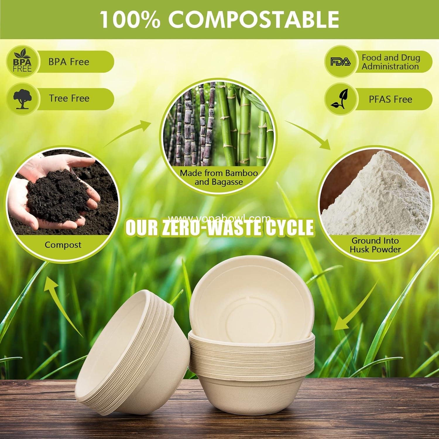 Wholesale 32 Oz Disposable Paper Bowls 50 Pack Large Size 100% Compostable Biodegradable Eco-Friendly for Salads Hot Soups Pasta Factory