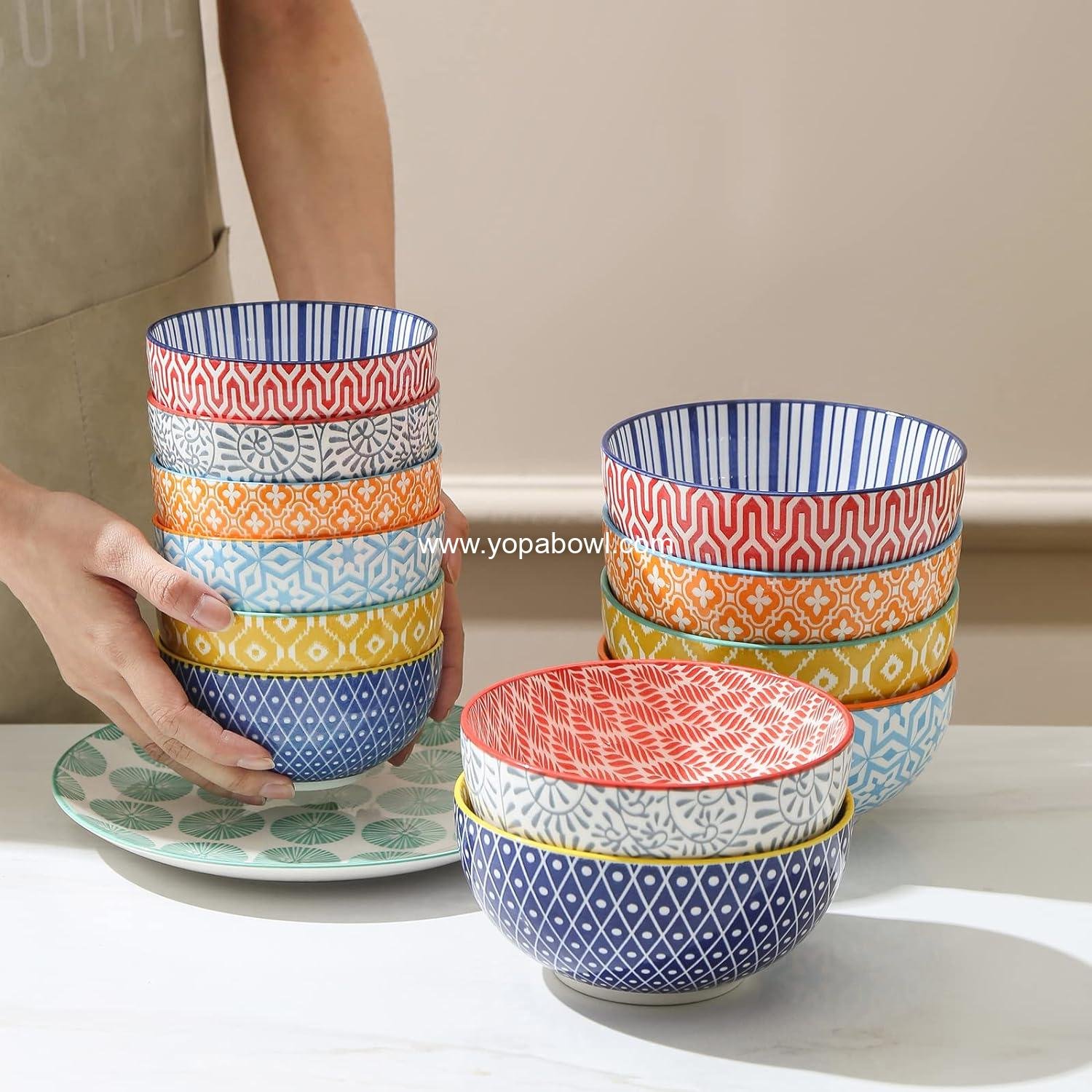 OEM Ceramic 12 OZ 4.7 Inch Dessert Bowls Set of 6 for Ice Cream Snacks Side Dishes Microwave Dishwasher Safe Factory