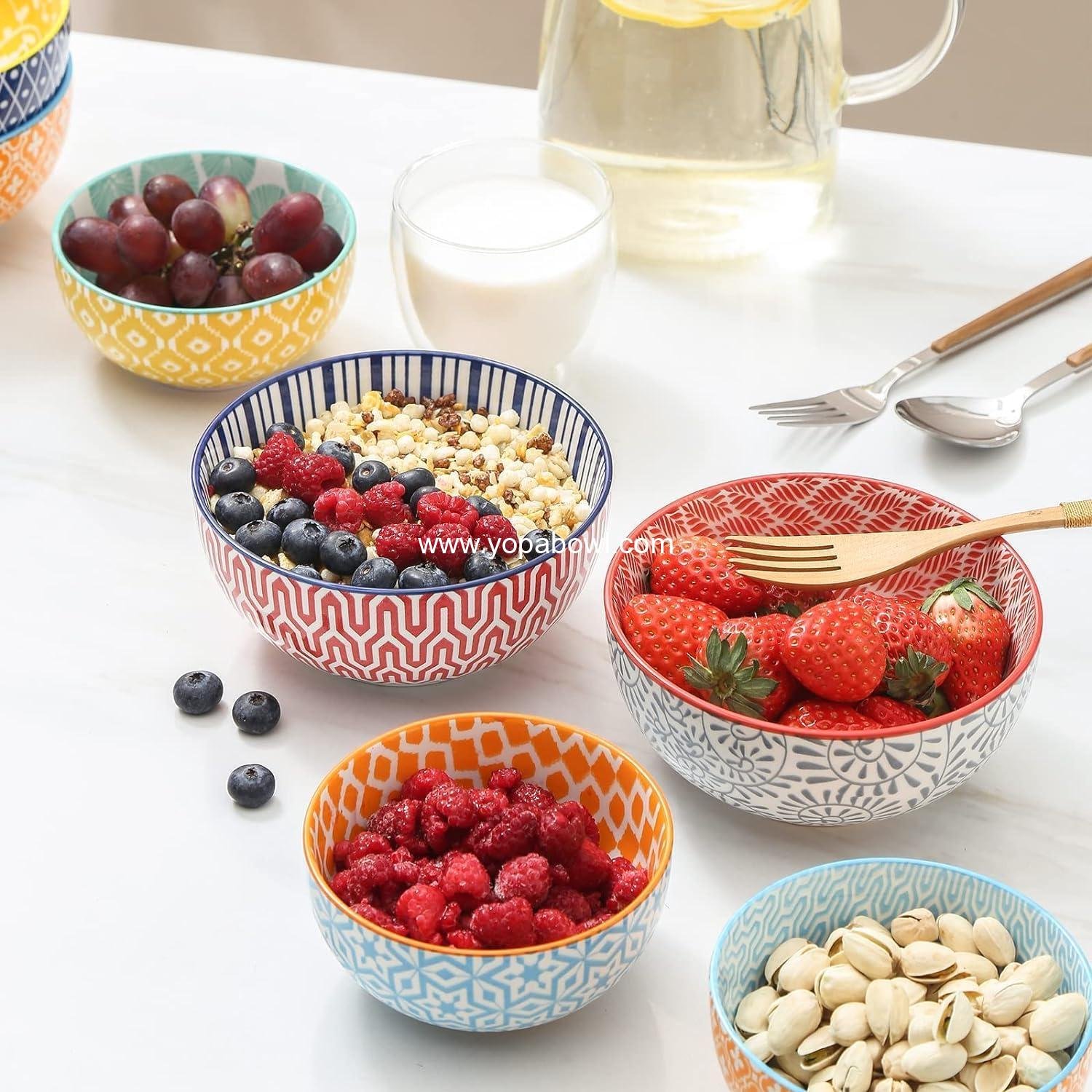 OEM Ceramic 12 OZ 4.7 Inch Dessert Bowls Set of 6 for Ice Cream Snacks Side Dishes Microwave Dishwasher Safe Factory