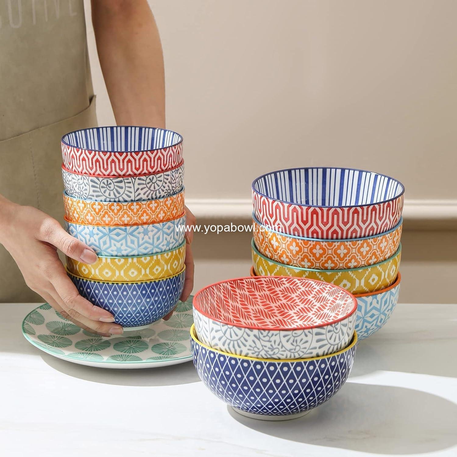 OEM Ceramic 12 OZ 4.7 Inch Dessert Bowls Set of 6 for Ice Cream Snacks Side Dishes Microwave Dishwasher Safe Factory