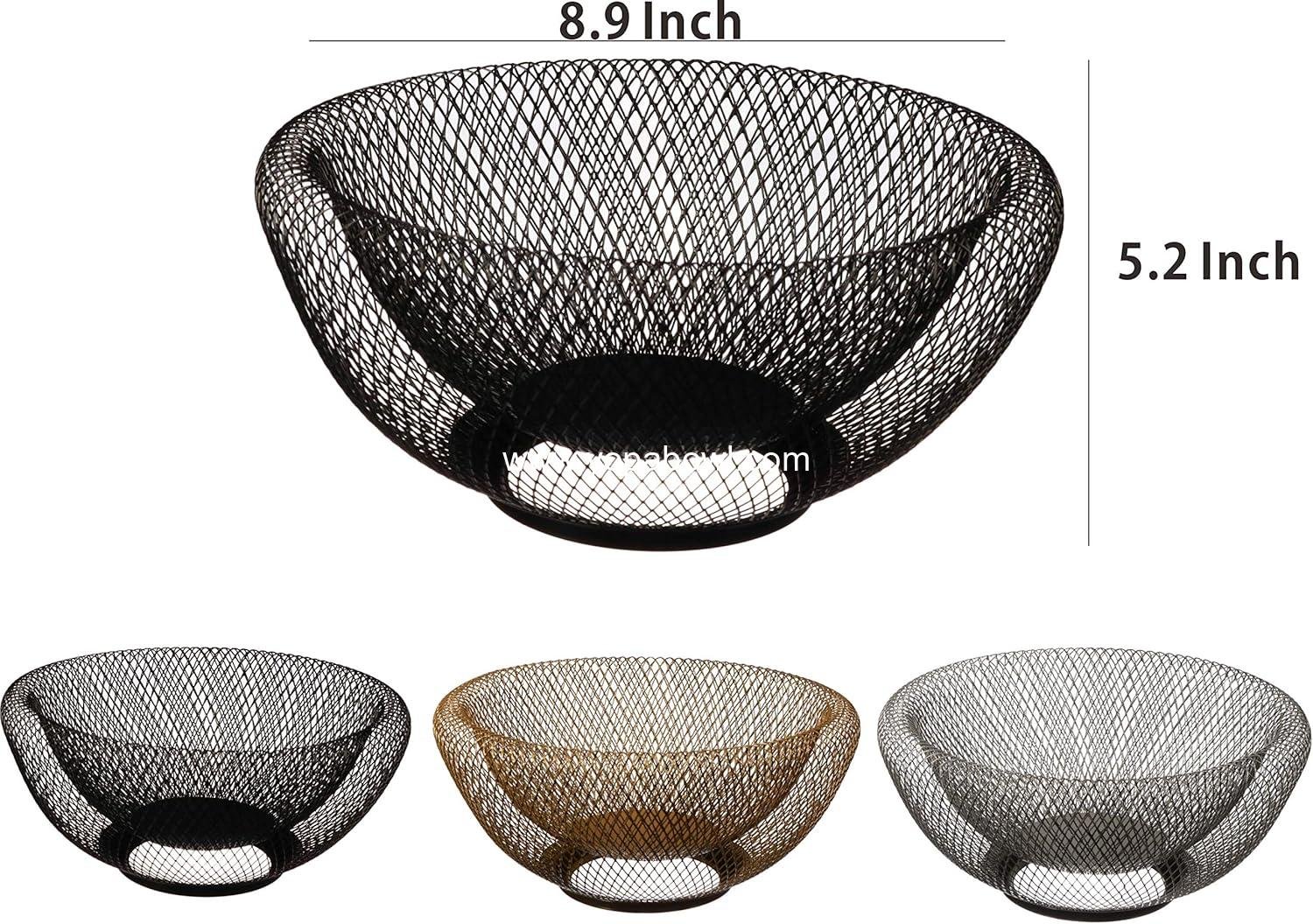 OEM Large Round Acrylic Metal Wire Fruit Basket Storage for Bread Vegetables Snacks Modern Kitchen Counter Bowl Black Manufacturer