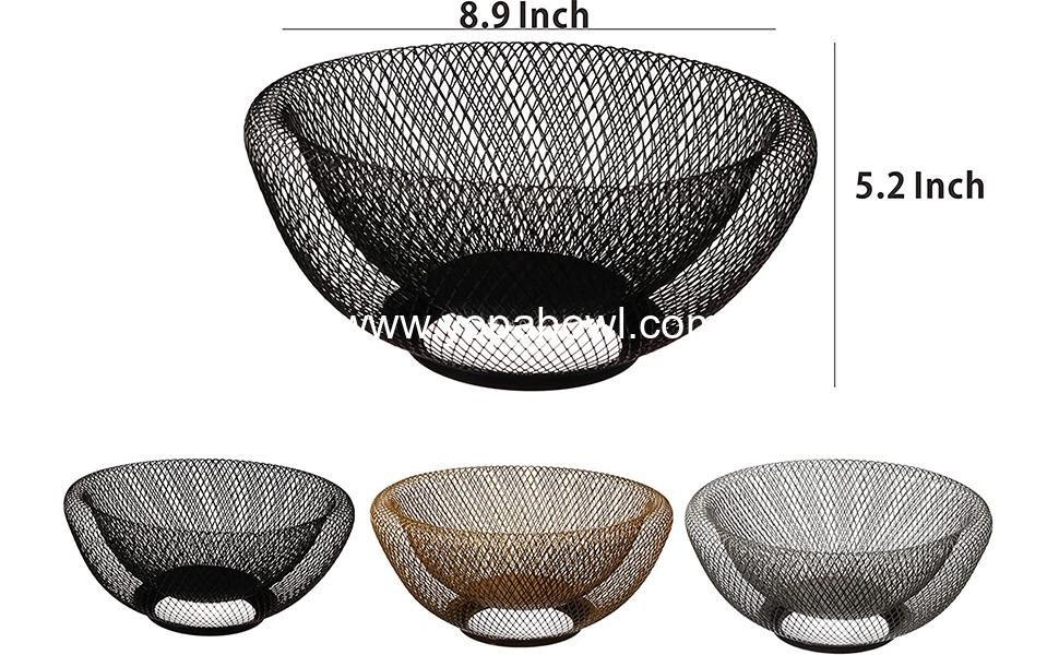 OEM Large Round Acrylic Metal Wire Fruit Basket Storage for Bread Vegetables Snacks Modern Kitchen Counter Bowl Black Manufacturer