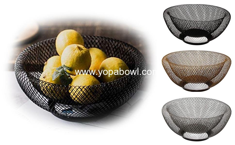 OEM Large Round Acrylic Metal Wire Fruit Basket Storage for Bread Vegetables Snacks Modern Kitchen Counter Bowl Black Manufacturer