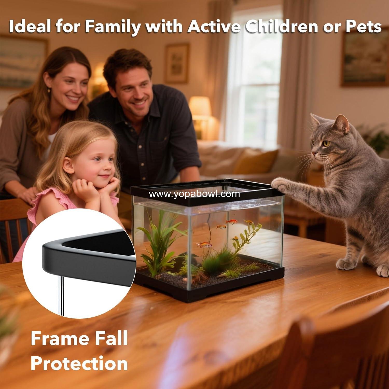 OEM 1.5 Gallon Square Clear Plastic Fish Tank Bowl Aquarium for Betta Snails Shrimp Turtles Aquatic Plants Factory