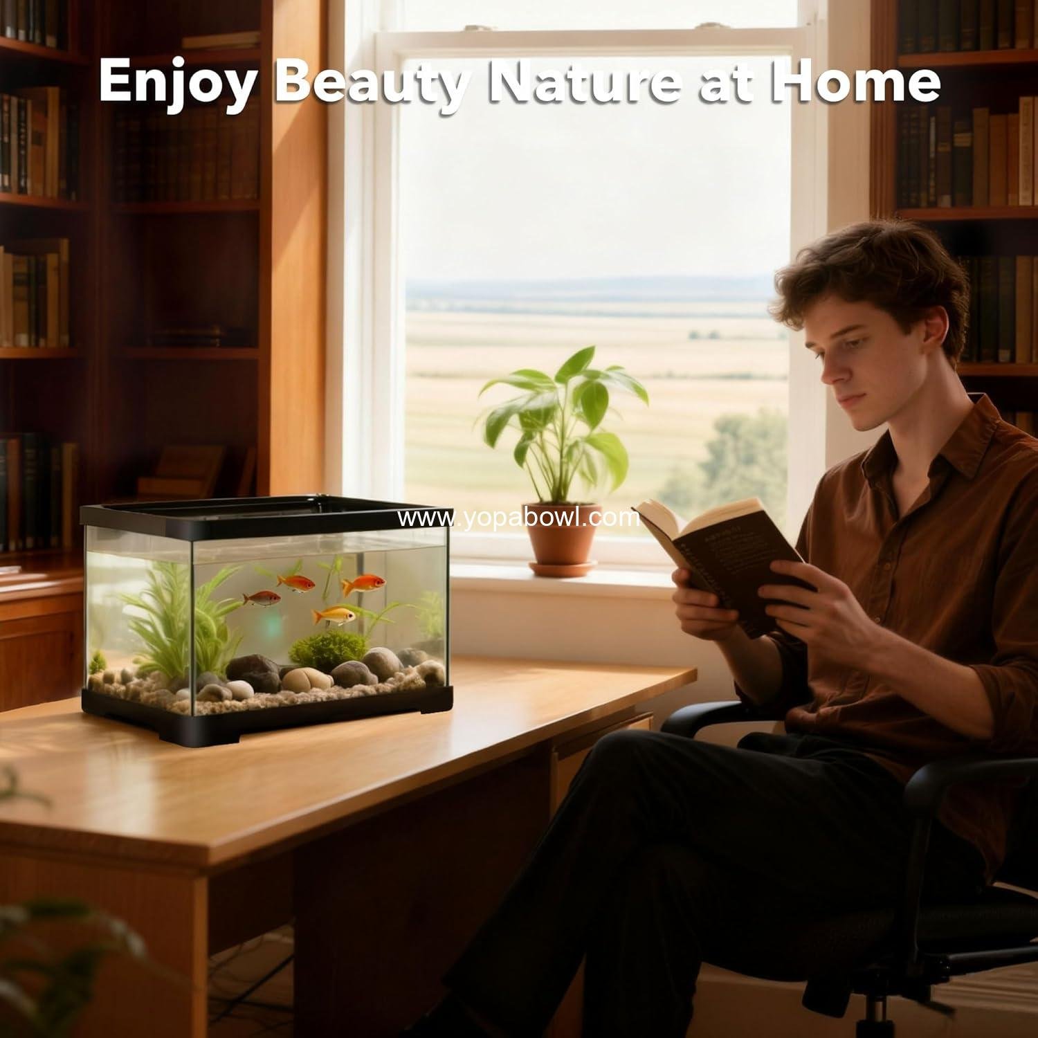 OEM 1.5 Gallon Square Clear Plastic Fish Tank Bowl Aquarium for Betta Snails Shrimp Turtles Aquatic Plants Factory