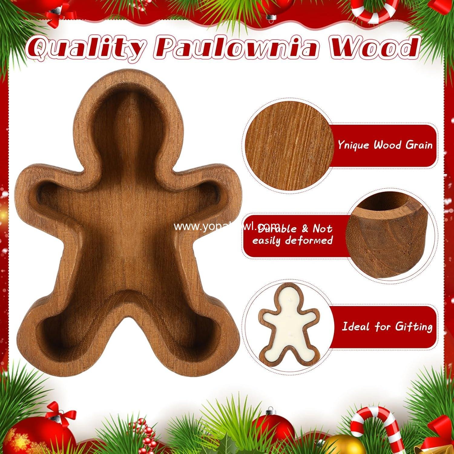 Wholesale 4-Pack Gingerbread Man Wooden Candle Molds for Christmas Dough Bowls Xmas Farmhouse Table Centerpieces Birthday Gifts Factory
