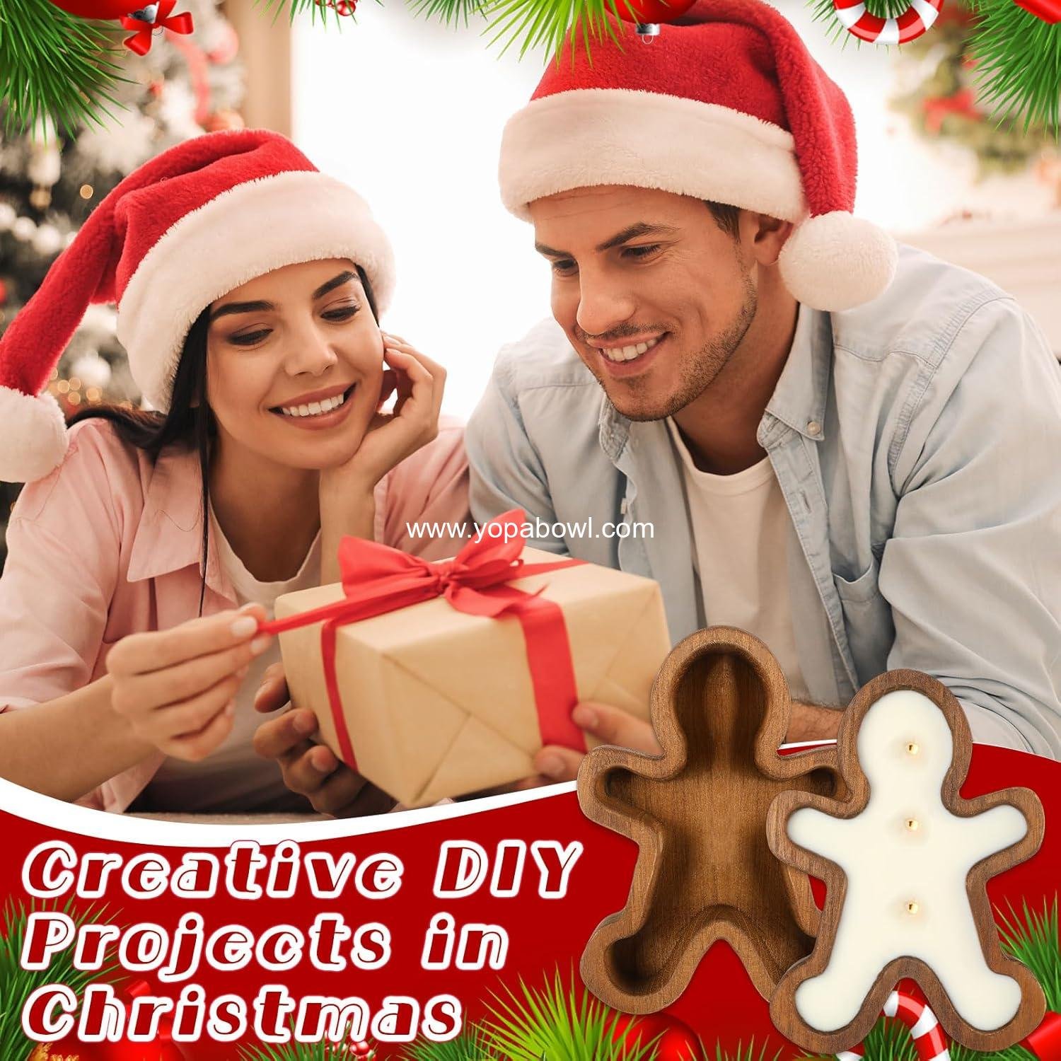 Wholesale 4-Pack Gingerbread Man Wooden Candle Molds for Christmas Dough Bowls Xmas Farmhouse Table Centerpieces Birthday Gifts Factory