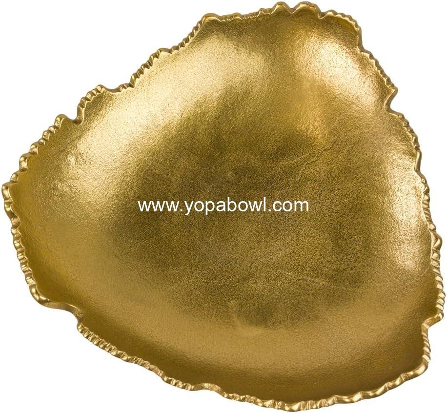Wholesale 12” Decorative Antique Golden Allure Torn Metal Centerpiece Bowl with Sculpted Edges Factory