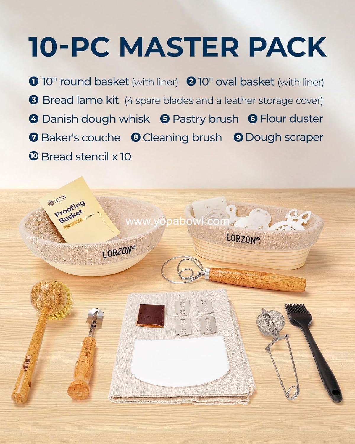 OEM Banneton Bread Proofing Basket Gift Set of 2 10-Inch Round Oval Rattan Sourdough Baking Supplies with Couche Linen Cloth Starter Kit Factory