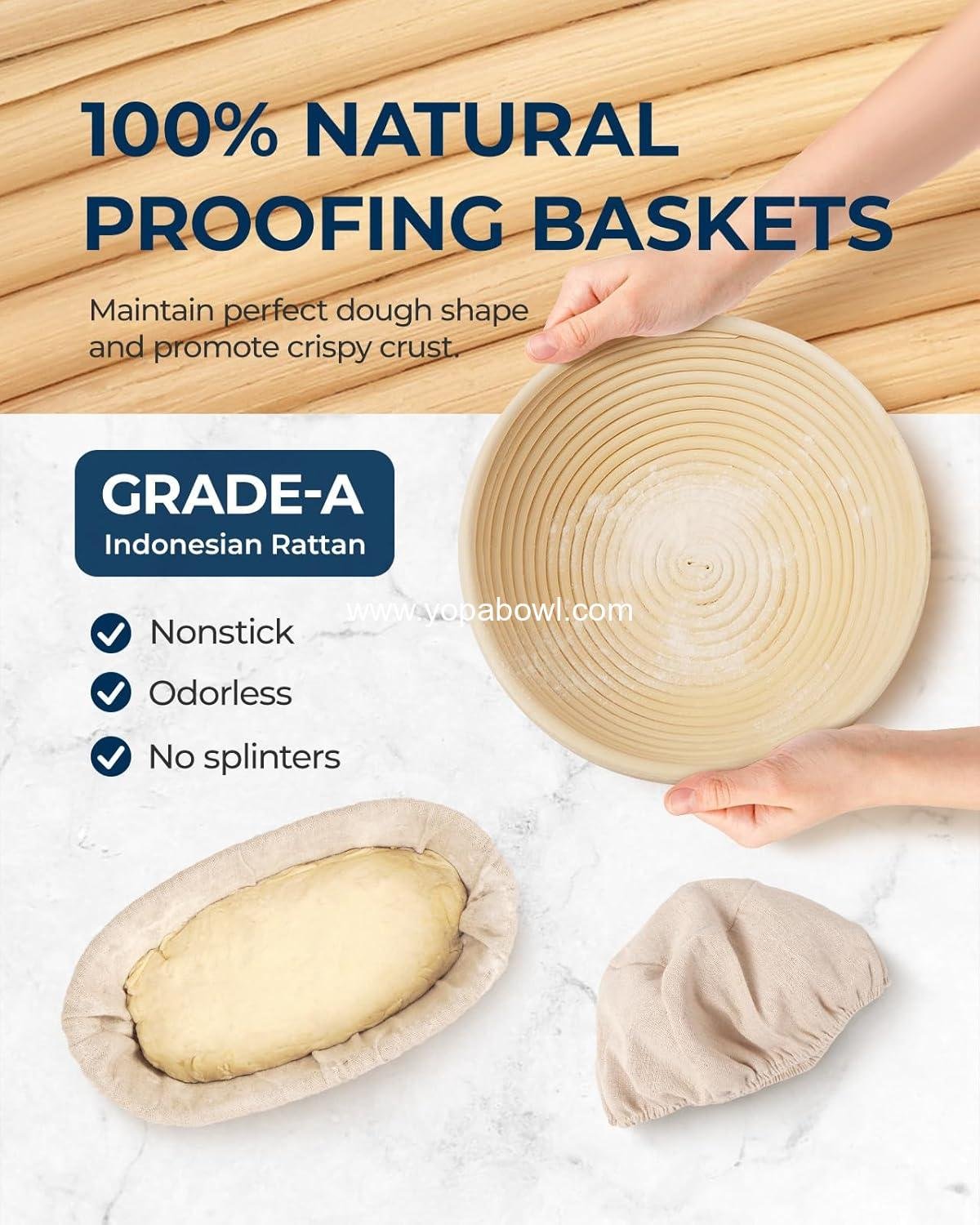 OEM Banneton Bread Proofing Basket Gift Set of 2 10-Inch Round Oval Rattan Sourdough Baking Supplies with Couche Linen Cloth Starter Kit Factory
