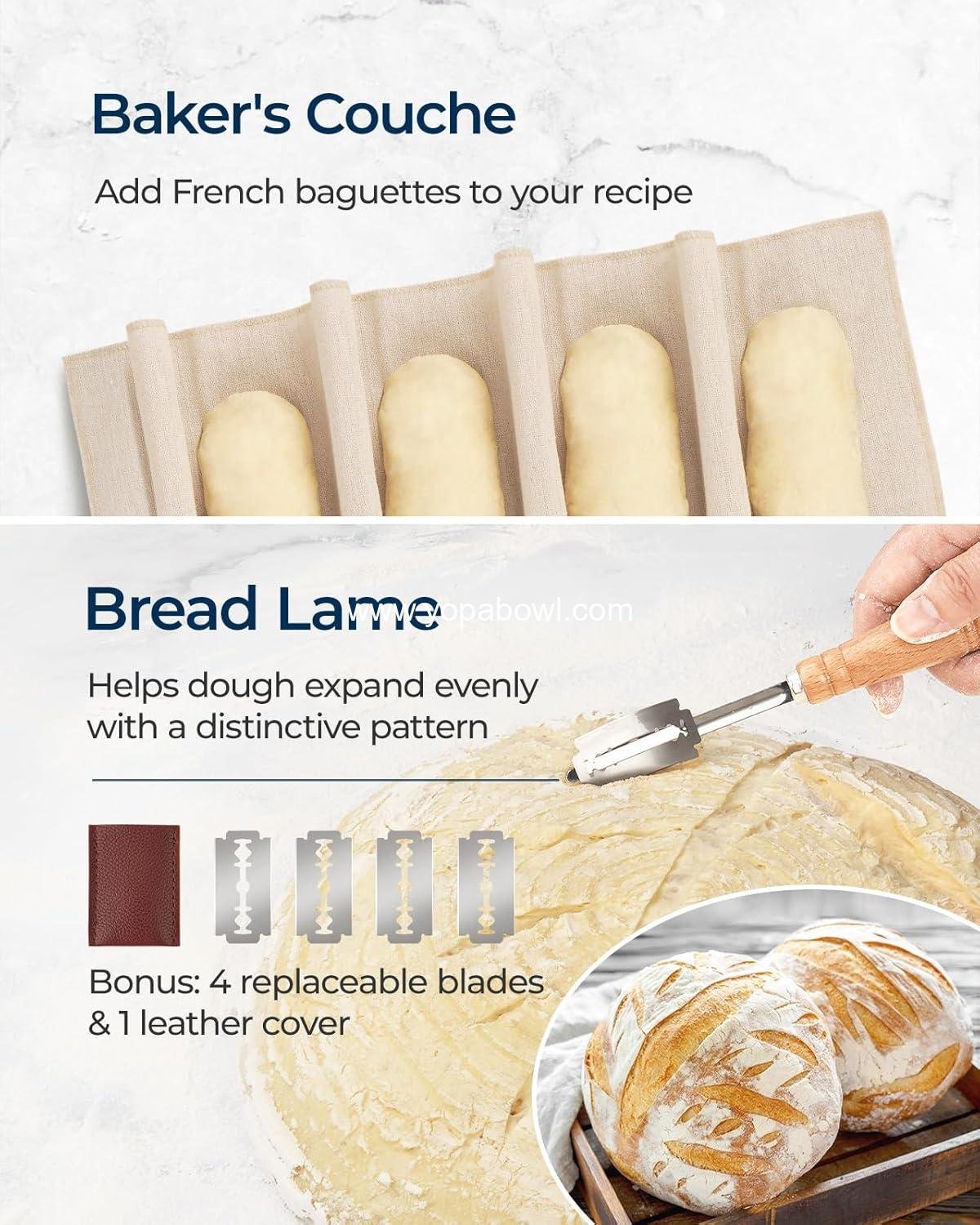 OEM Banneton Bread Proofing Basket Gift Set of 2 10-Inch Round Oval Rattan Sourdough Baking Supplies with Couche Linen Cloth Starter Kit Factory