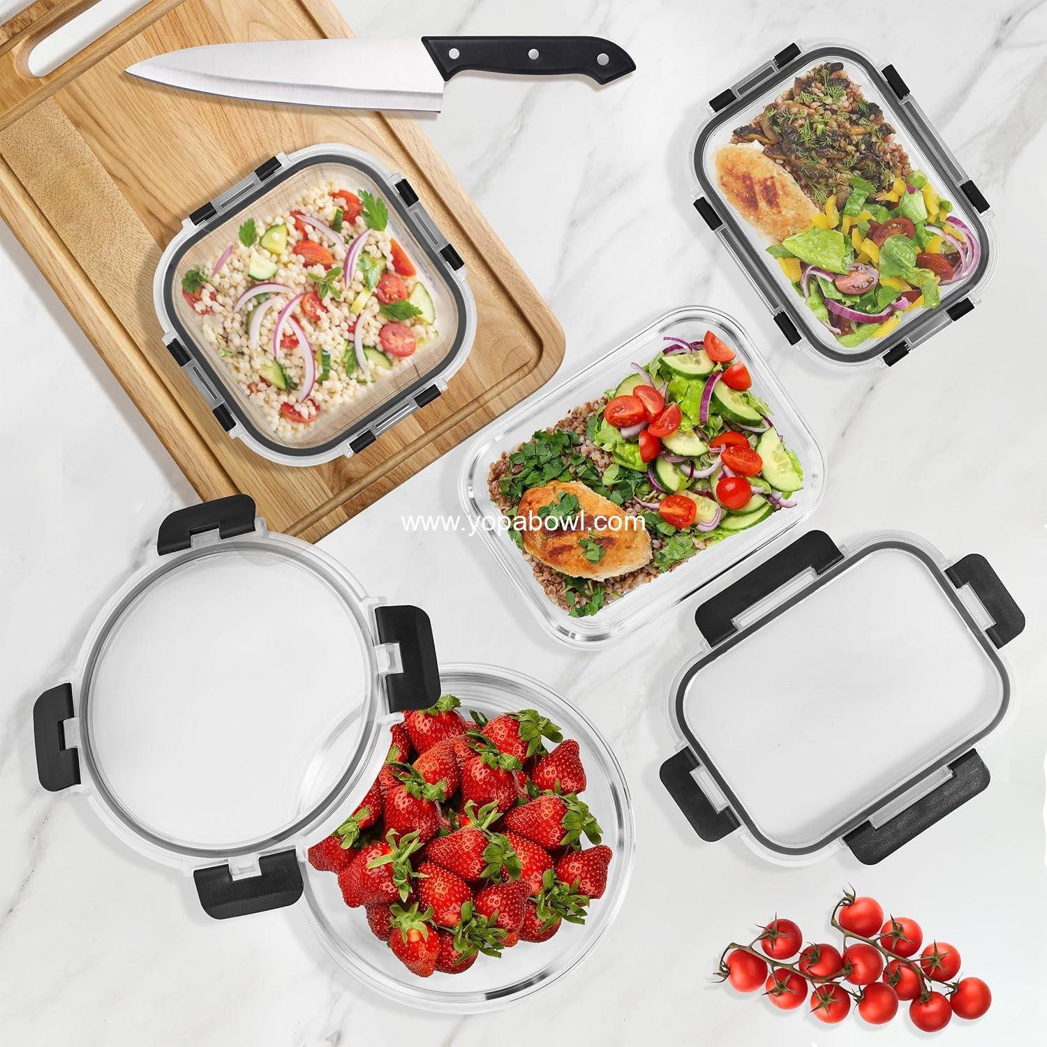 OEM 16-Piece Glass Meal Prep Containers Set 8 Round 32oz with Airtight Lids Freezer Dishwasher Oven Safe Reusable Food Storage Bowls 4 Cup Capacity manufacturer