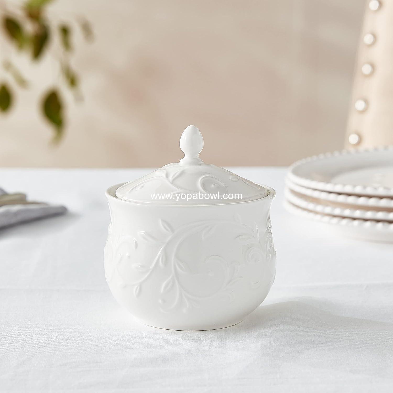 Wholesale Opal Innocence Carved White Sugar Bowl Factory Wholesale Opal Innocence Carved White Sugar Bowl Factory