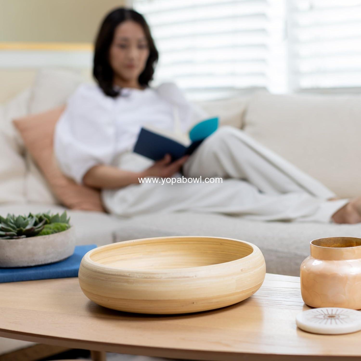 OEM 12-Inch 130 oz Handmade Natural Bamboo Wood Fruit Bowl for Kitchen Counter Lightweight Large Salad Bowl Factory