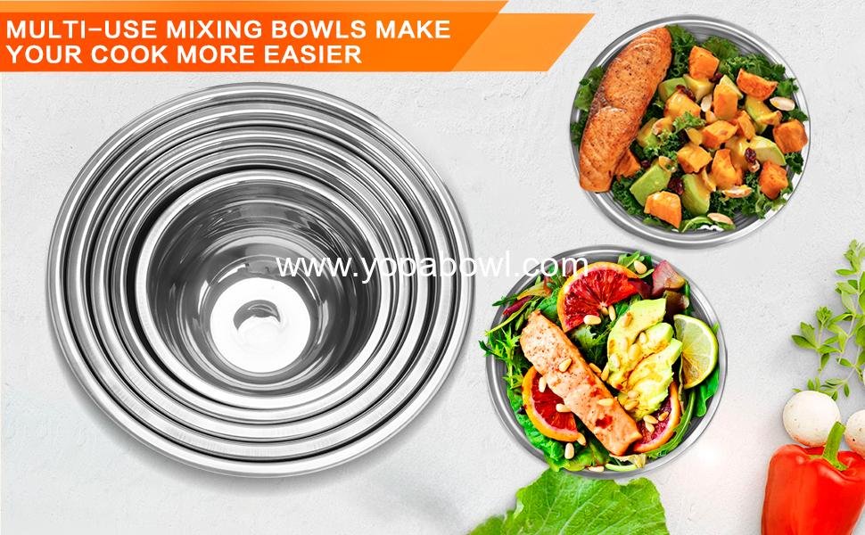 OEM 7-Piece Stainless Steel Nesting Mixing Bowls Set with Lids Sizes 0.7 1.1 1.5 2.1 3.5 4 4.5QT for Kitchen Cooking Baking Prepping Serving supplier OEM 7-Piece Stainless Steel Nesting Mixing Bowls Set with Lids Sizes 0.7 1.1 1.5 2.1 3.5 4 4.5QT for Kitchen Cooking Baking Prepping Serving supplier