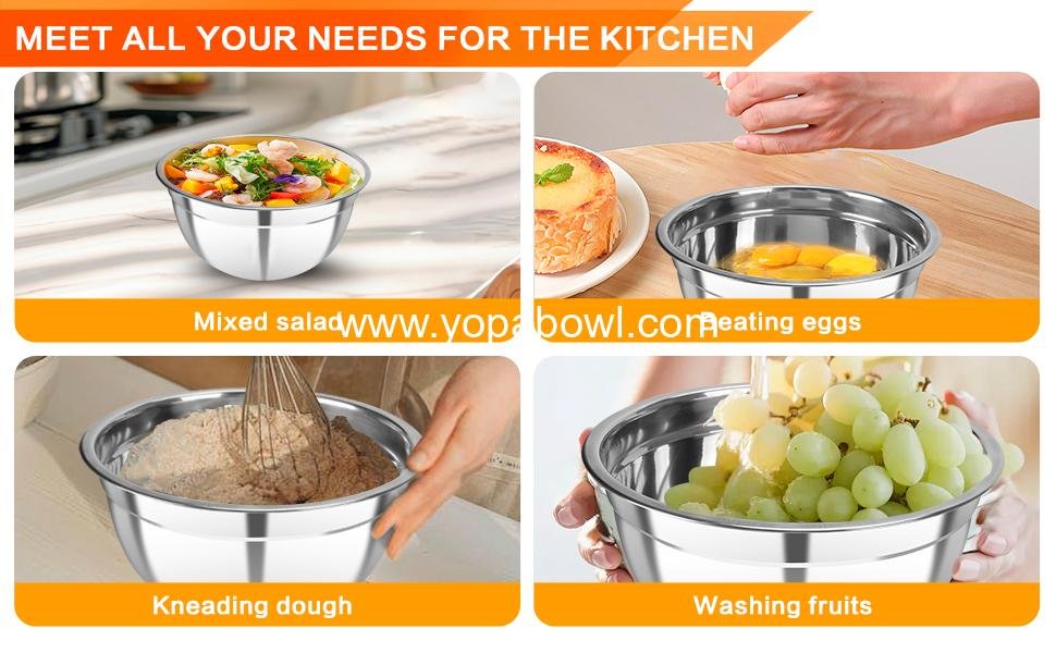 OEM 7-Piece Stainless Steel Nesting Mixing Bowls Set with Lids Sizes 0.7 1.1 1.5 2.1 3.5 4 4.5QT for Kitchen Cooking Baking Prepping Serving supplier OEM 7-Piece Stainless Steel Nesting Mixing Bowls Set with Lids Sizes 0.7 1.1 1.5 2.1 3.5 4 4.5QT for Kitchen Cooking Baking Prepping Serving supplier