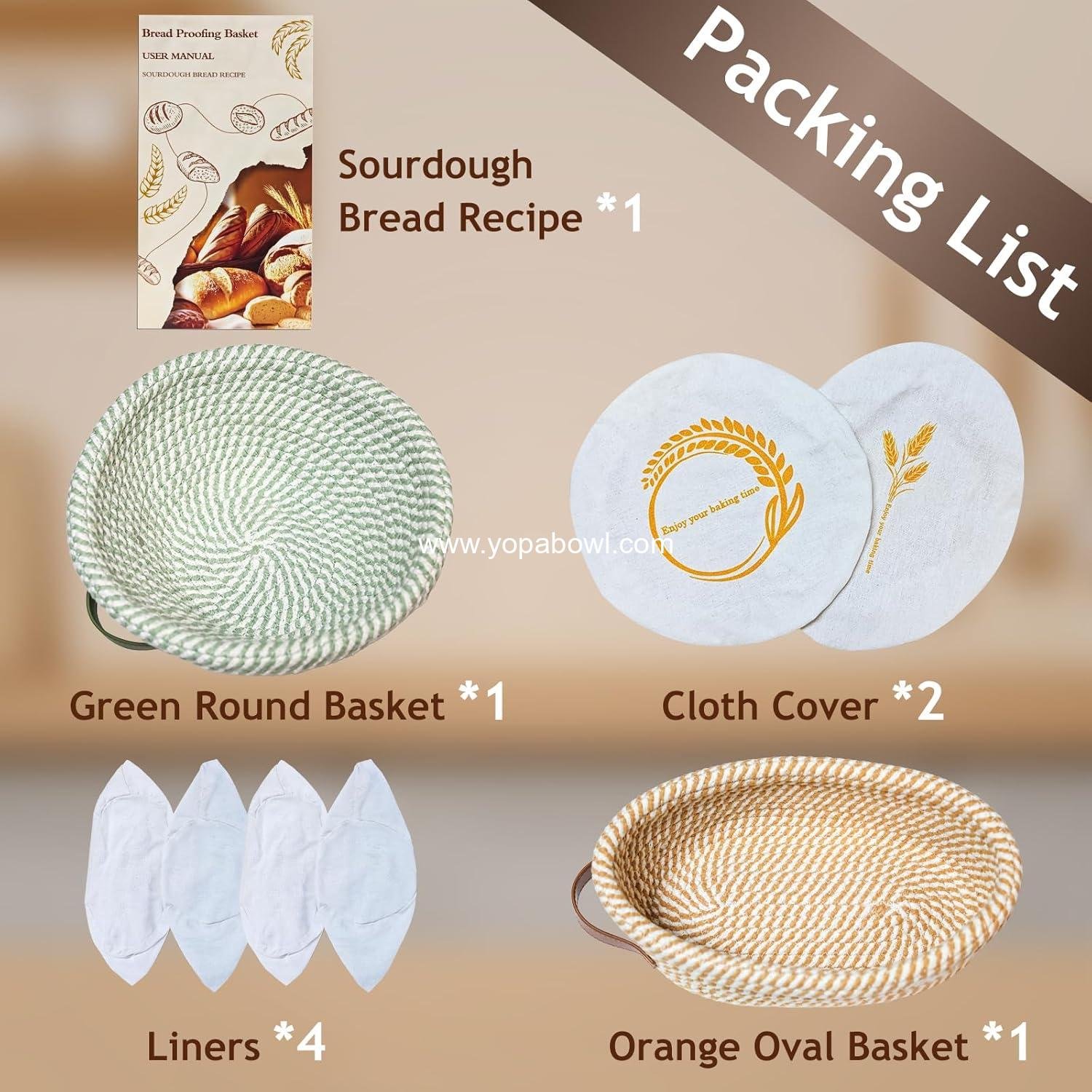OEM 10 Inch Banneton Proofing Basket Set Oval Round Sourdough Baskets with 4 Liners Handmade Baking Supplies for Artisan Bread Factory OEM 10 Inch Banneton Proofing Basket Set Oval Round Sourdough Baskets with 4 Liners Handmade Baking Supplies for Artisan Bread Factory