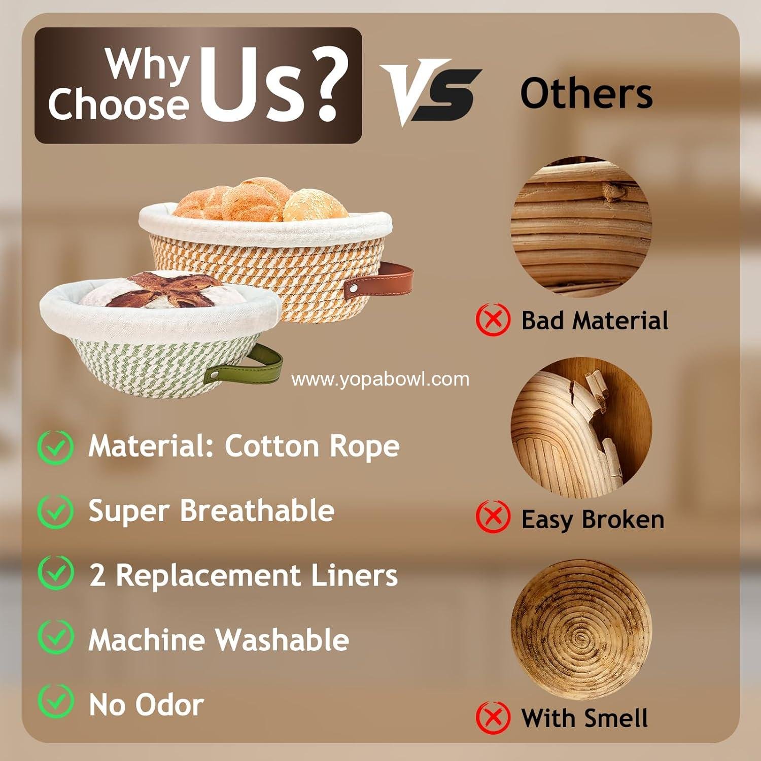 OEM 10 Inch Banneton Proofing Basket Set Oval Round Sourdough Baskets with 4 Liners Handmade Baking Supplies for Artisan Bread Factory OEM 10 Inch Banneton Proofing Basket Set Oval Round Sourdough Baskets with 4 Liners Handmade Baking Supplies for Artisan Bread Factory