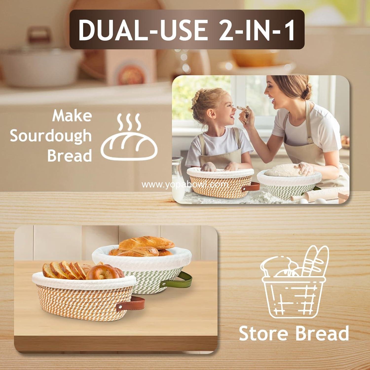 OEM 10 Inch Banneton Proofing Basket Set Oval Round Sourdough Baskets with 4 Liners Handmade Baking Supplies for Artisan Bread Factory OEM 10 Inch Banneton Proofing Basket Set Oval Round Sourdough Baskets with 4 Liners Handmade Baking Supplies for Artisan Bread Factory