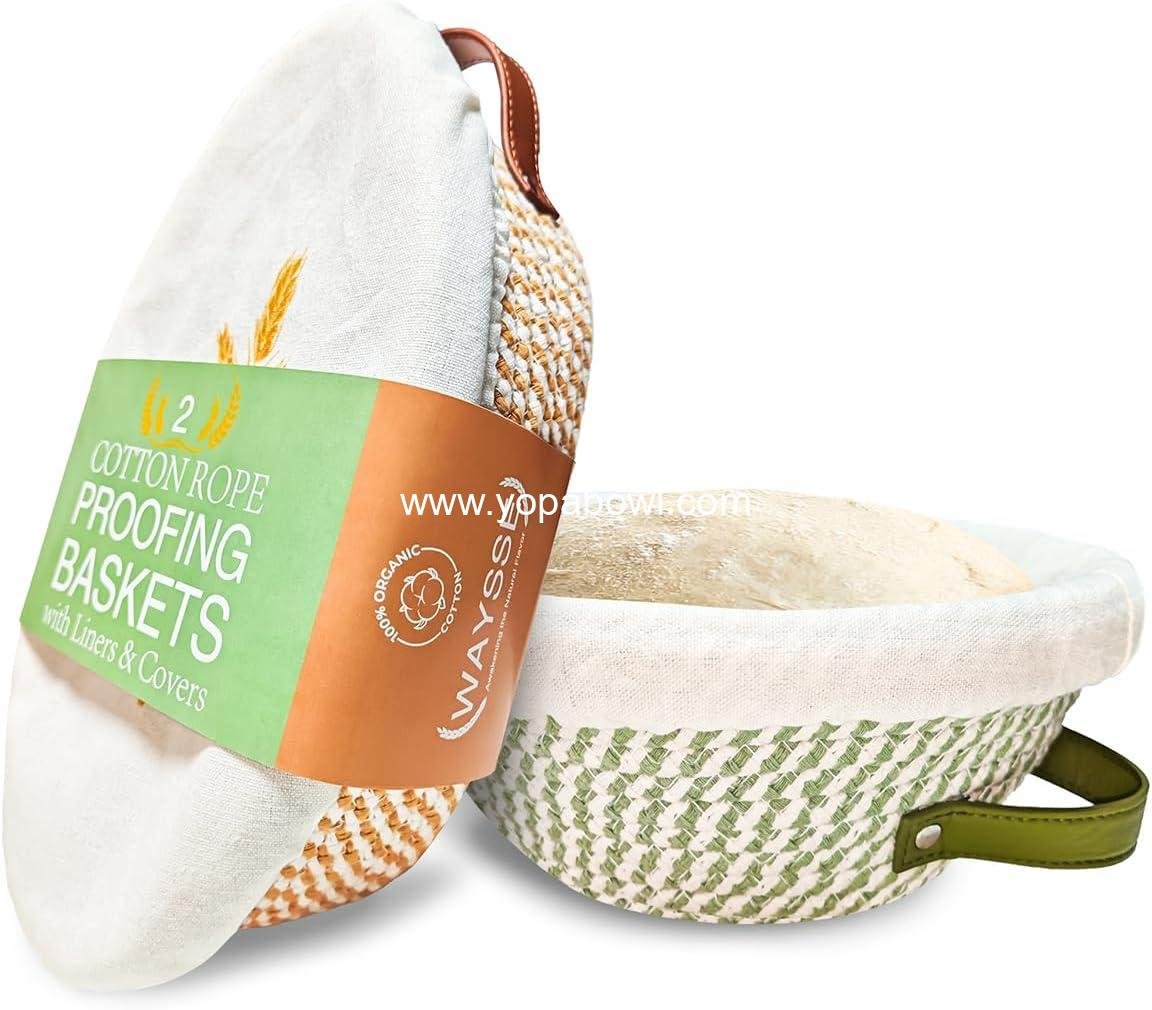 Banneton Bread Proofing Basket Set,Cotton Rope Sourdough Banneton Basket Oval Round, 10 inch Sourdough Bread Baking Supplies with 4 Liners, Handmade Proofing Bowls for Artisan Bakers Starter