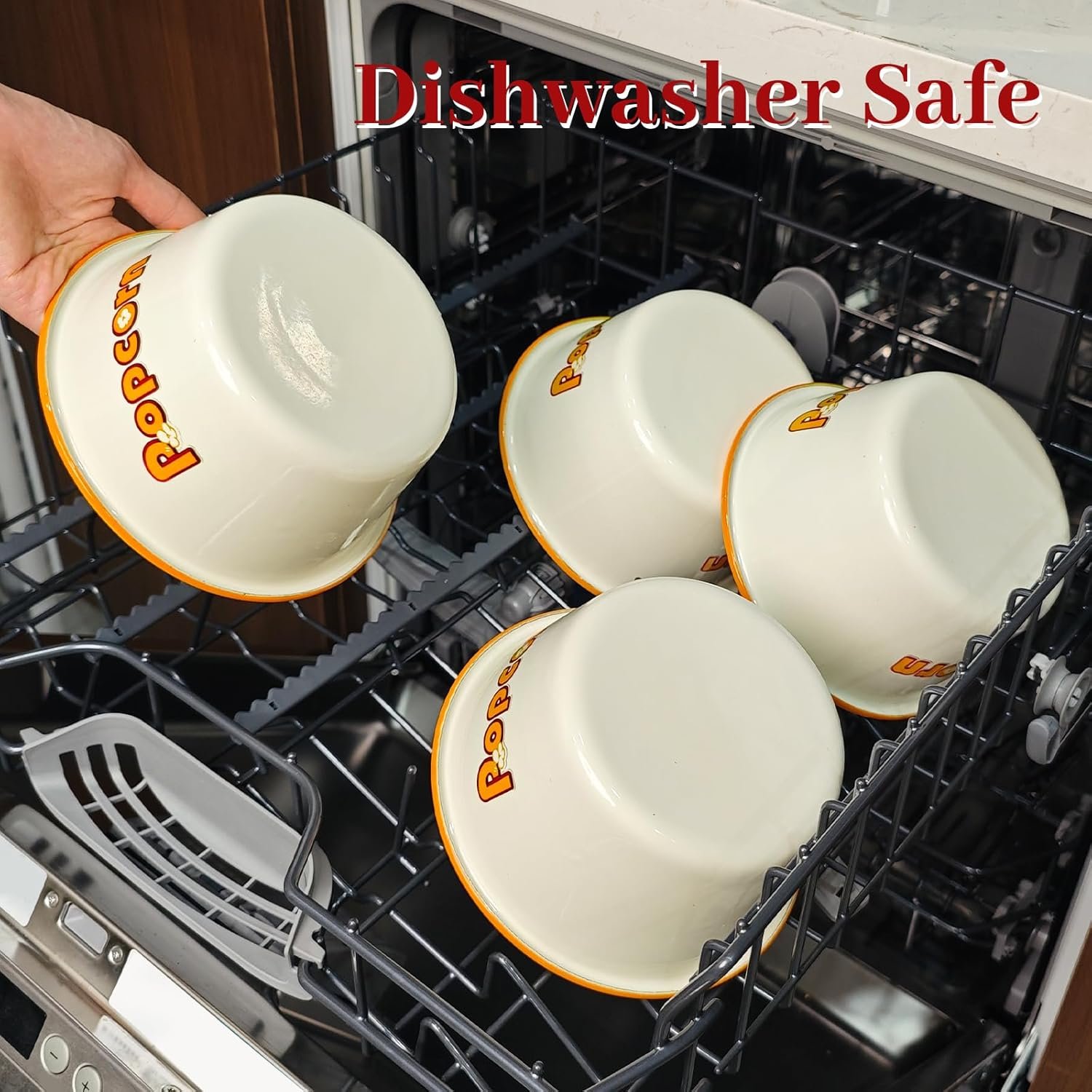 OEM 1.2 Quart Enamelware Popcorn Bowls White Retro Snack Serving Set of 4 for Family Movie Night Factory