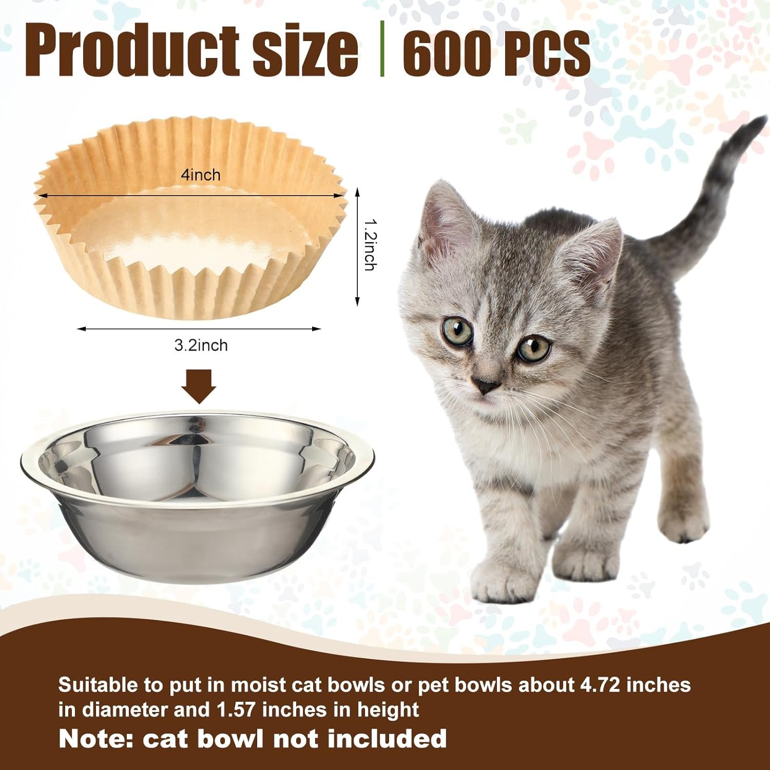 Wholesale 600 Pcs Large Disposable Pet Feeding Bowl Liners Bulk for Cats Small Dogs Wet Food Kraft Brown Classic Factory