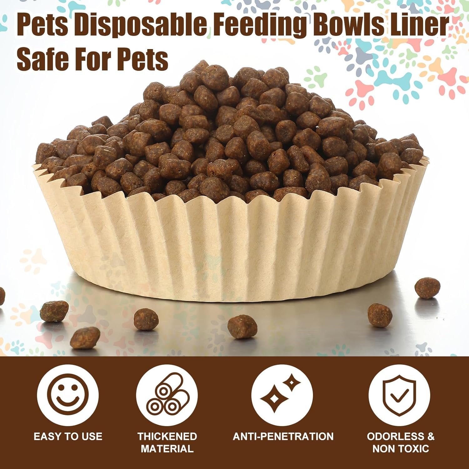 Wholesale 600 Pcs Large Disposable Pet Feeding Bowl Liners Bulk for Cats Small Dogs Wet Food Kraft Brown Classic Factory