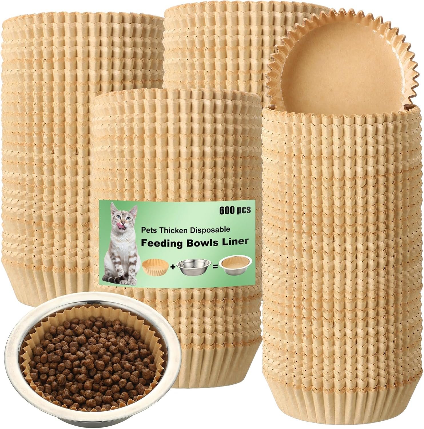 Wholesale 600 Pcs Large Disposable Pet Feeding Bowl Liners Bulk for Cats Small Dogs Wet Food Kraft Brown Classic Factory