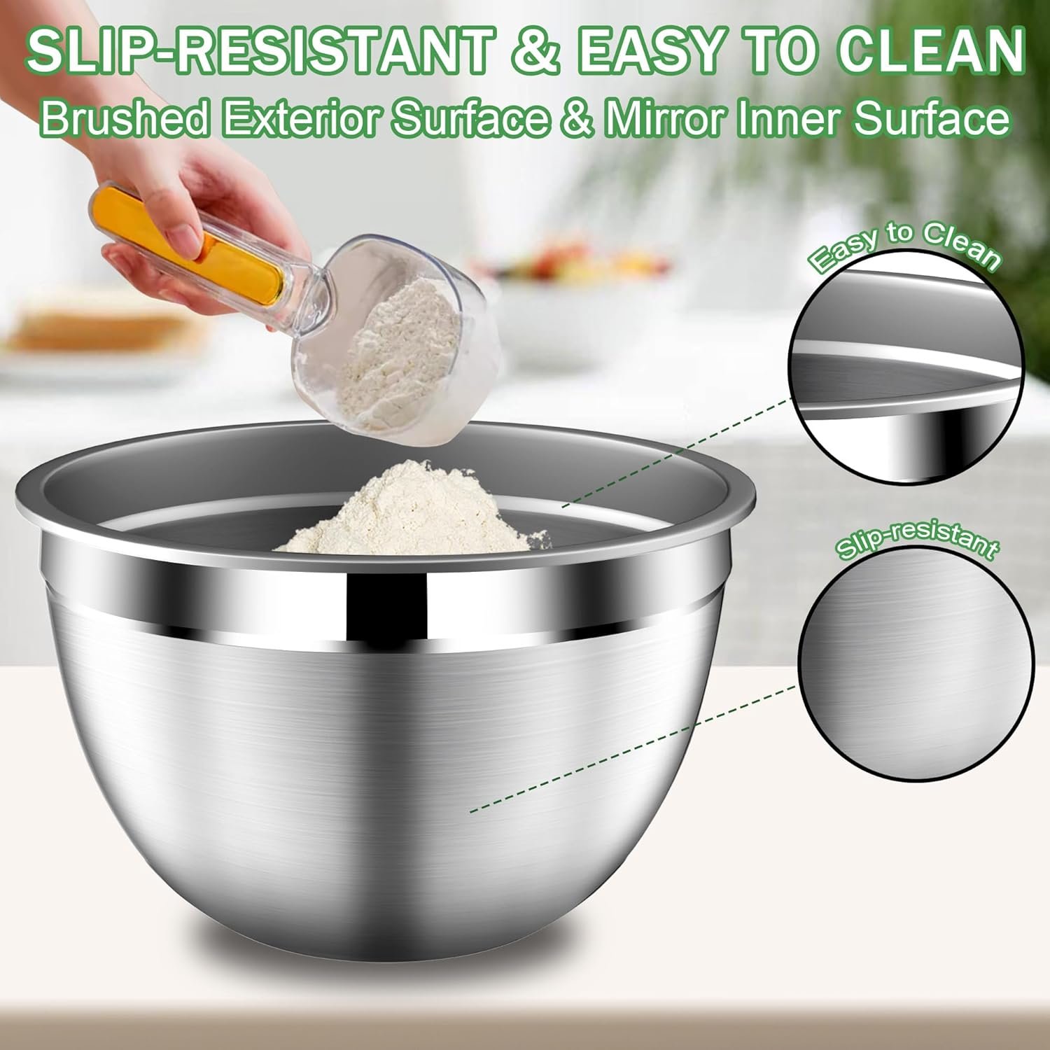 OEM Stainless Steel Mixing Bowls Set with Lids Colander and Strainer 4.5QT 2.5QT 2QT 1.5QT Black Kitchen Gadgets Christmas Gift Factory