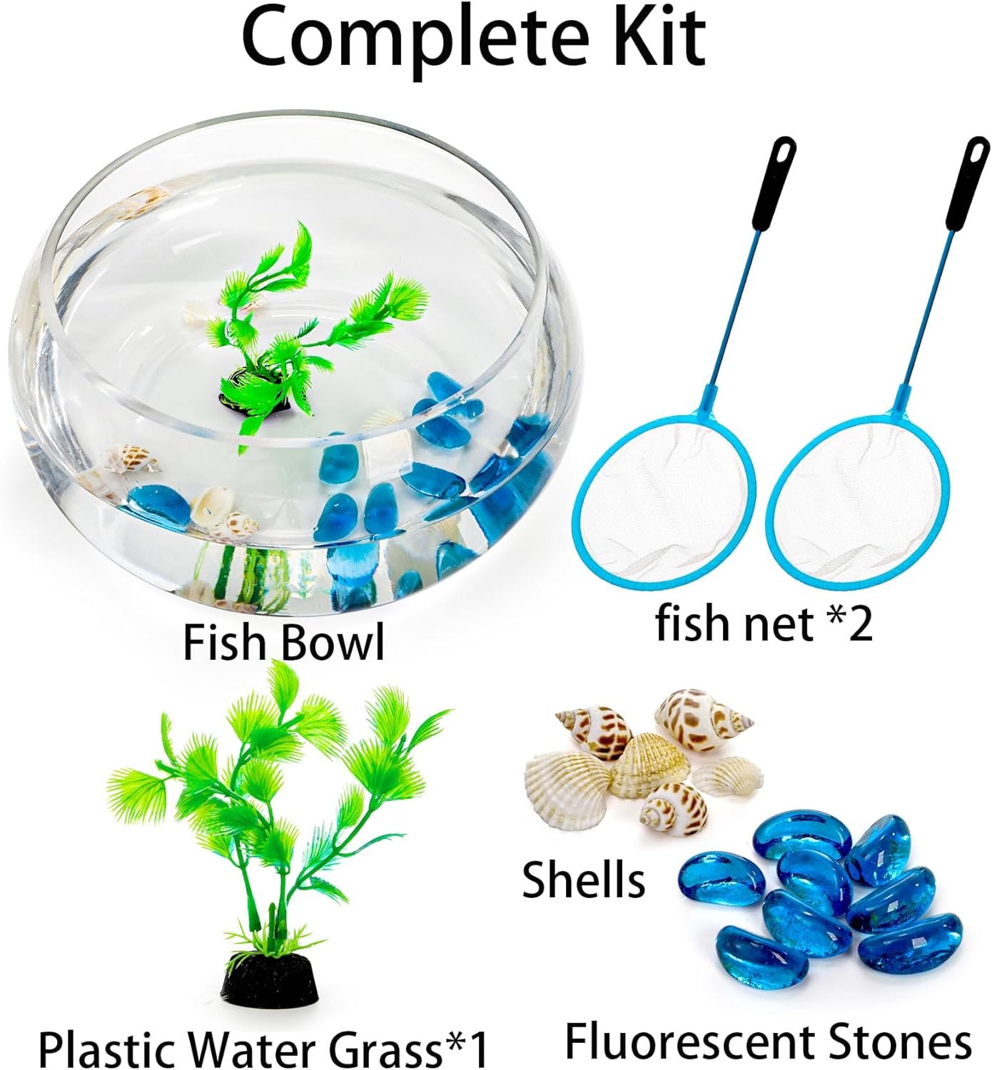 OEM 0.9 Gallon Clear Round Shallow Glass Fish Bowl with Decor for Betta Fish Aquatic Plants Includes Stones Tree Nets for Holiday Wedding Centerpiece Factory OEM 0.9 Gallon Clear Round Shallow Glass Fish Bowl with Decor for Betta Fish Aquatic Plants Includes Stones Tree Nets for Holiday Wedding Centerpiece Factory