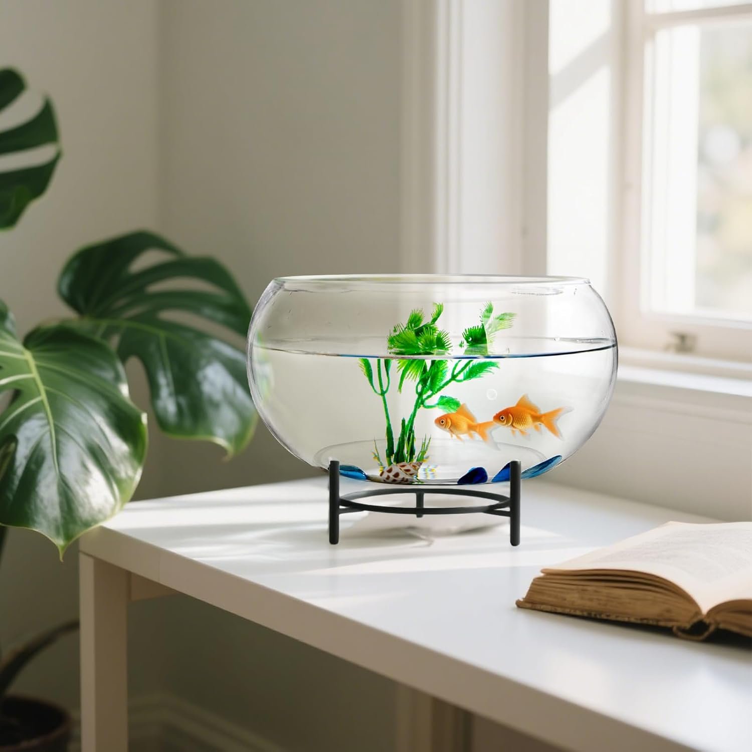 OEM 0.9 Gallon Clear Round Shallow Glass Fish Bowl with Decor for Betta Fish Aquatic Plants Includes Stones Tree Nets for Holiday Wedding Centerpiece Factory OEM 0.9 Gallon Clear Round Shallow Glass Fish Bowl with Decor for Betta Fish Aquatic Plants Includes Stones Tree Nets for Holiday Wedding Centerpiece Factory