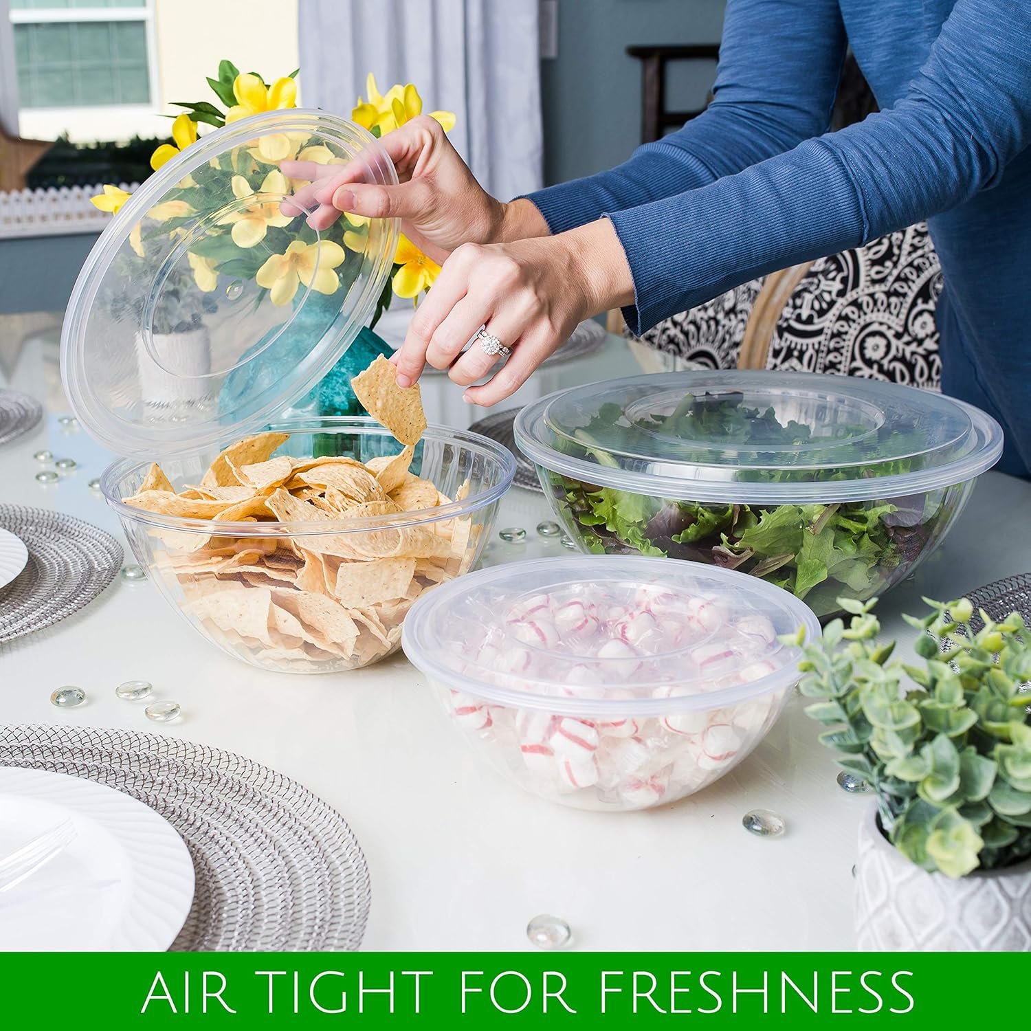 Wholesale 48-Ounce Disposable Round Crystal Clear Plastic Serving Bowls with Lids for Party Snacks Salads Chips Candy Pack of 2 Factory Wholesale 48-Ounce Disposable Round Crystal Clear Plastic Serving Bowls with Lids for Party Snacks Salads Chips Candy Pack of 2 Factory