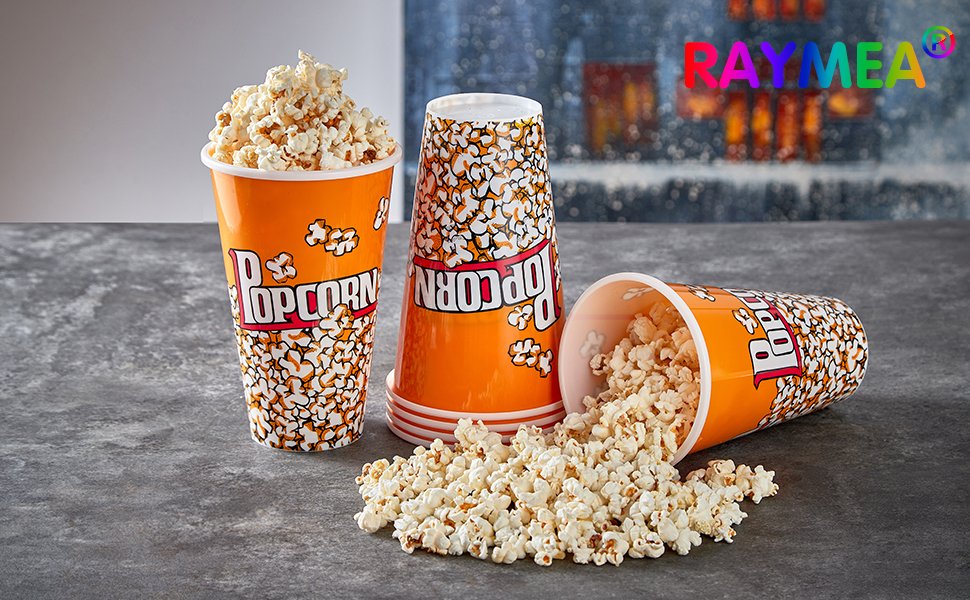 Wholesale Small Reusable Plastic Popcorn Buckets Retro Style for Movie Night 6 Pack Factory