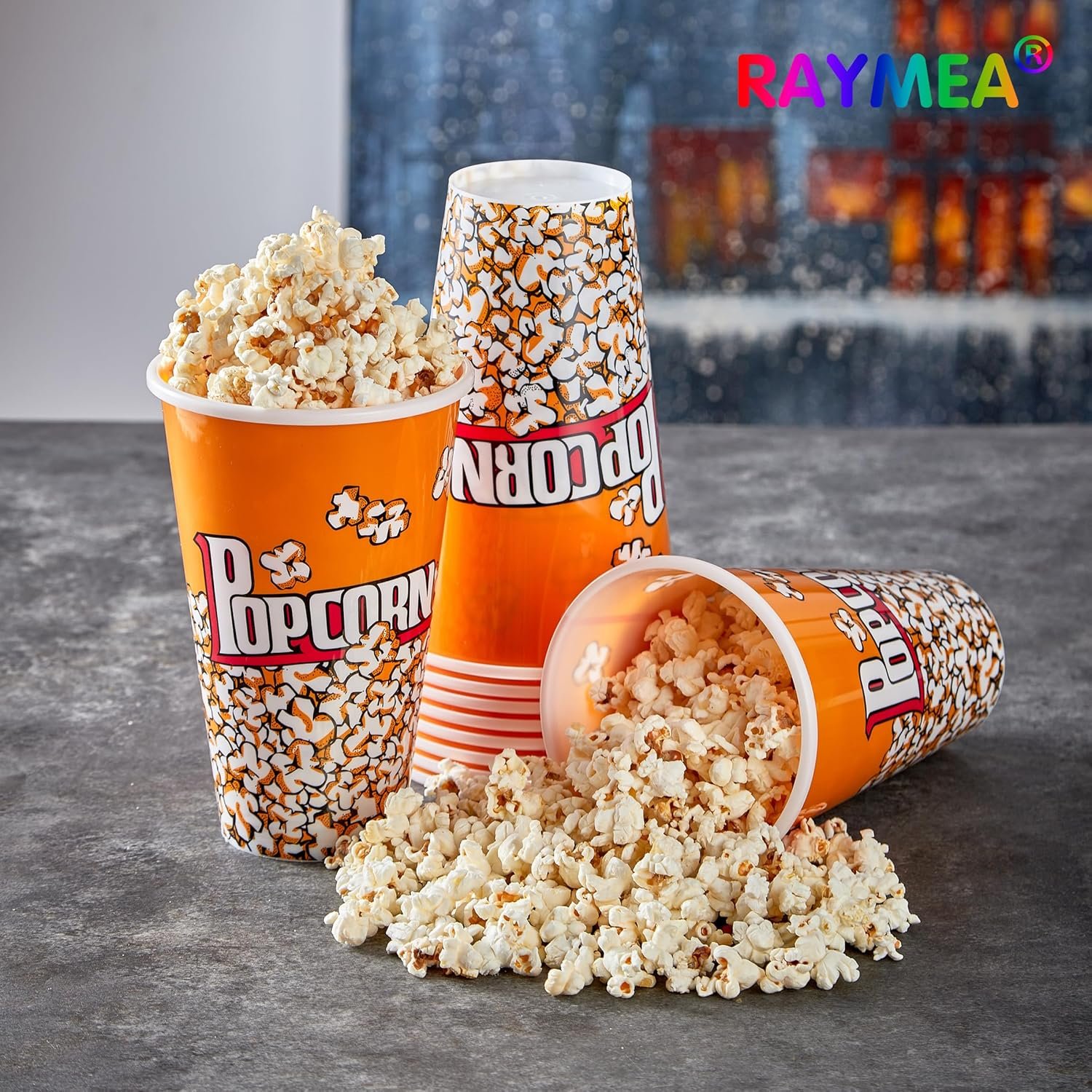 Wholesale Small Reusable Plastic Popcorn Buckets Retro Style for Movie Night 6 Pack Factory