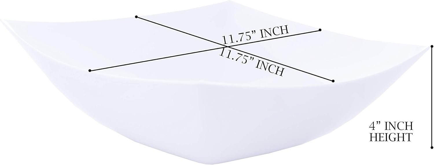Wholesale 128 Ounce Extra Large Disposable Square Serving Bowls Elegant White Plastic Pack of 4 Factory