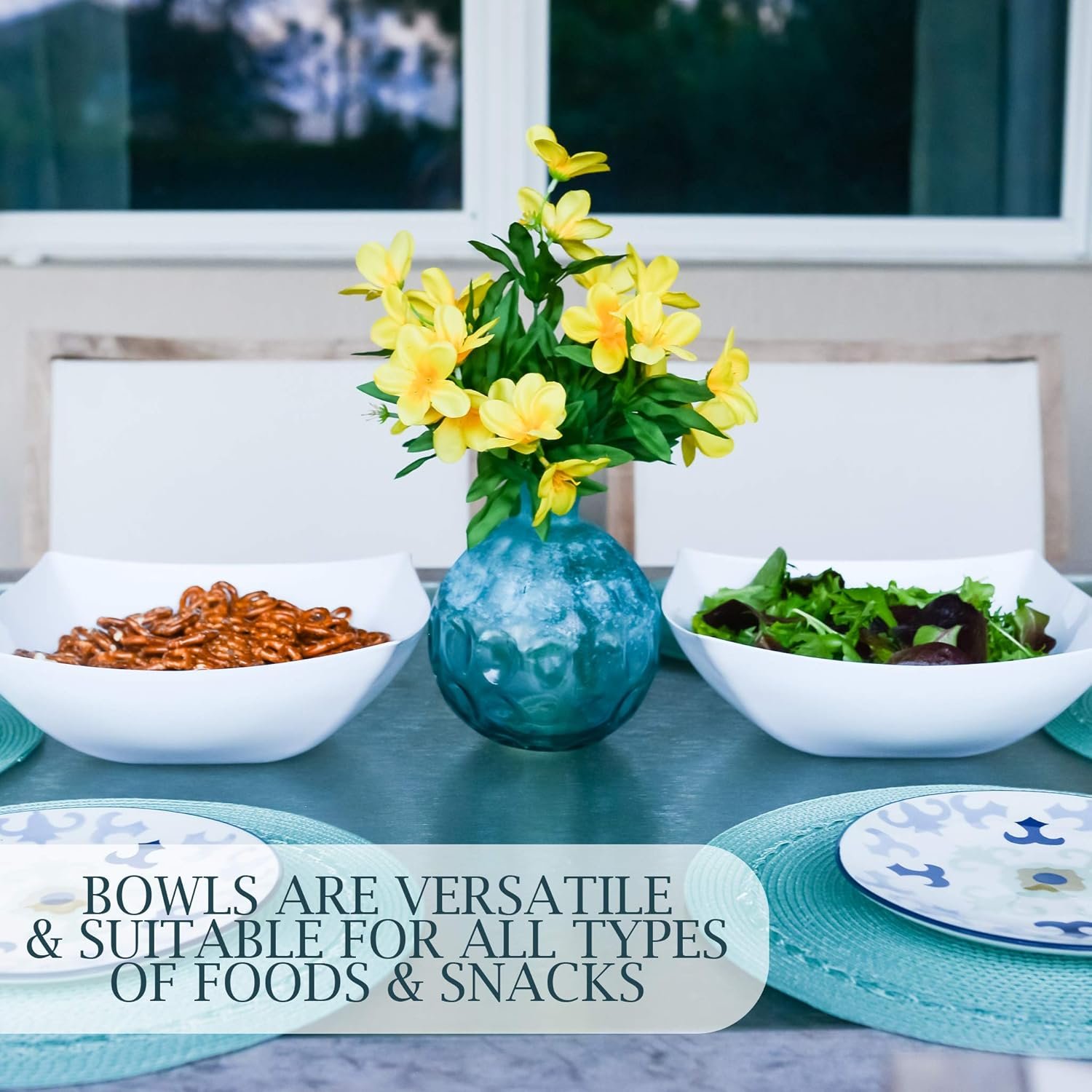 Wholesale 128 Ounce Extra Large Disposable Square Serving Bowls Elegant White Plastic Pack of 4 Factory