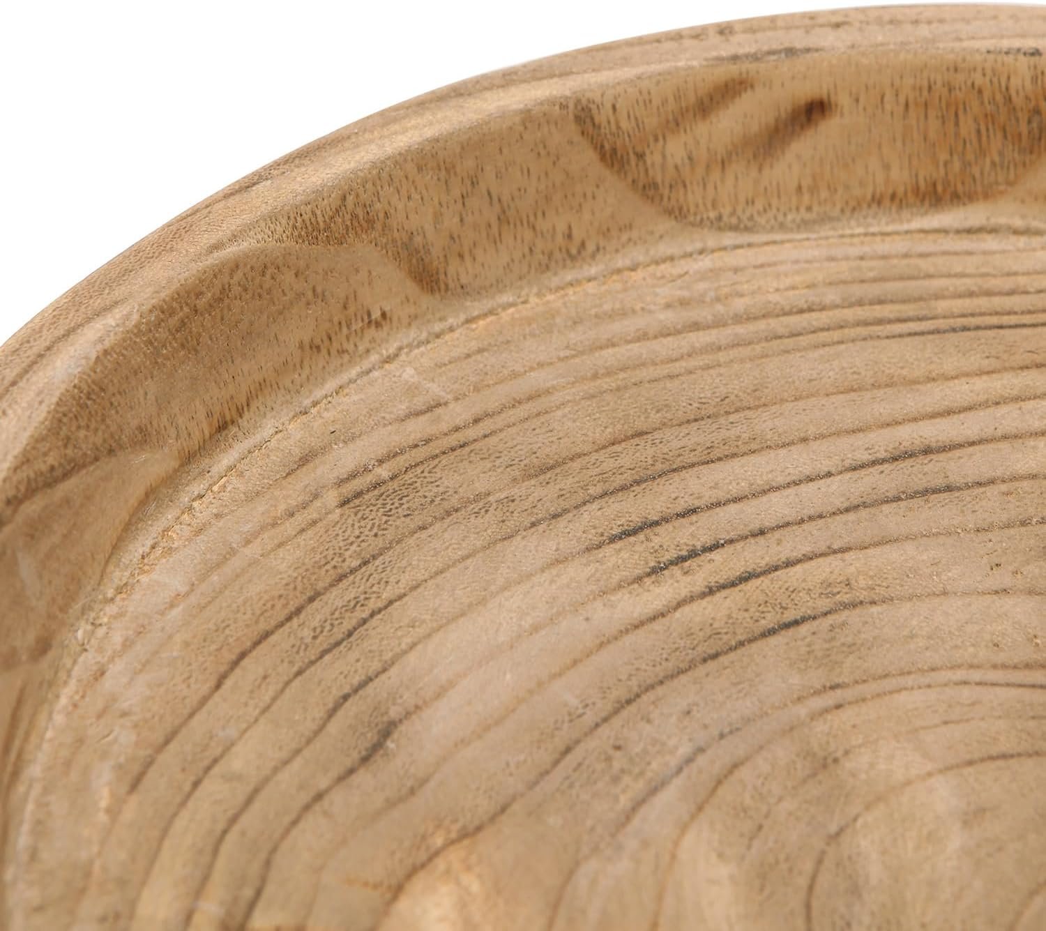 OEM 12 Inch Hand Carved Paulownia Wood Dough Bowls Round Serving Tray Decorative Natural Wooden Bowl Manufacturer