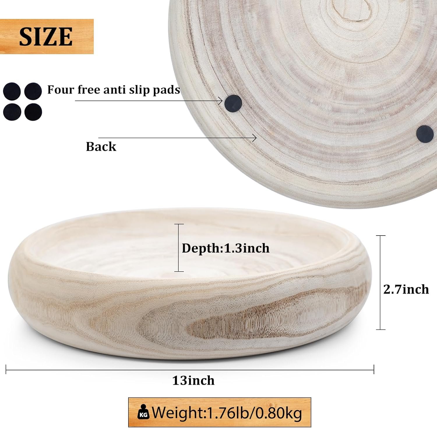 OEM 13 Inch Round Paulownia Wood Decorative Bowls Centerpiece for Home Decor Natural Fruit Bowl Coffee Table Key Tray Entryway Moss Holder Factory OEM 13 Inch Round Paulownia Wood Decorative Bowls Centerpiece for Home Decor Natural Fruit Bowl Coffee Table Key Tray Entryway Moss Holder Factory