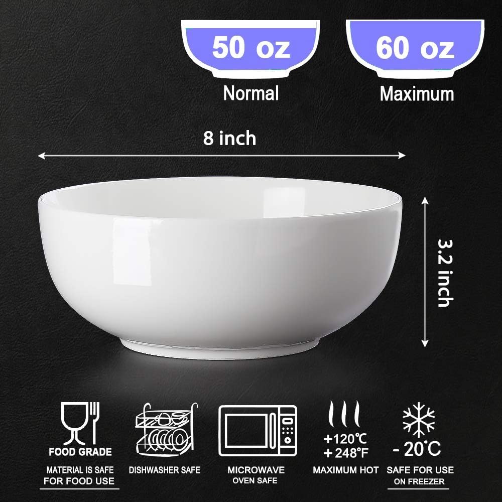 OEM 60 oz 8 Inch Large Off White Porcelain Soup Pho Ramen Bowls Set of 3 Factory