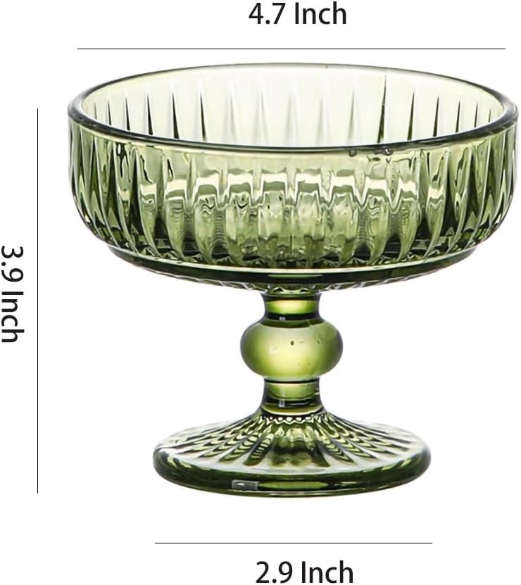 OEM Vintage Embossed Stripe Glass Dessert Bowl Footed Trifle Ice Cream Serving Factory