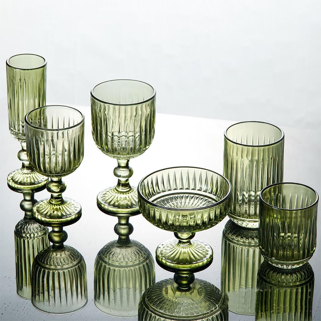 OEM Vintage Embossed Stripe Glass Dessert Bowl Footed Trifle Ice Cream Serving Factory